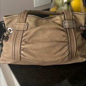 B. Makowsky Taupe Leather Satchel